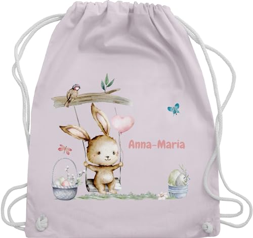 Turnbeutel Rucksack - Ostergeschenke Ostern - Hase Süß Kinder - Unisize - Pastell Rosa - kordel kindergarten stoffbeutel baumwolle beutel stoff name kordelzug für wäschebeutel osterhasentasche von Geschenk mit Namen personalisiert by Shirtracer