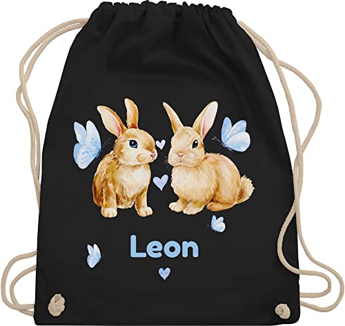 Turnbeutel Rucksack - Ostergeschenke Ostern - Süße Hasen Jungen - Osterhasen Geschenk - Unisize - Schwarz - osterhasentasche oster hase beutel wäschebeutel kindergarten geschenke osterhase easter von Geschenk mit Namen personalisiert by Shirtracer