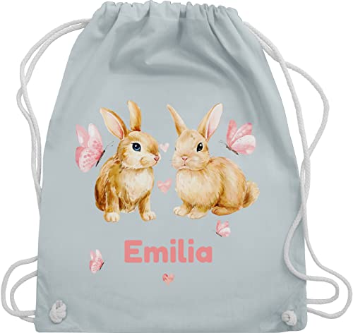 Turnbeutel Rucksack - Ostergeschenke Ostern - Süße Hasen Mädchen - Osterhasen Geschenk - Unisize - Pastell Blau - easter gifts hase geschenke osterhase personalisierte osterhasentasche oster name von Geschenk mit Namen personalisiert by Shirtracer