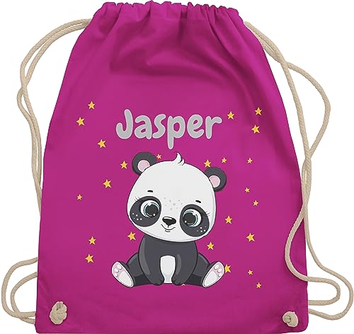 Turnbeutel Rucksack - Süßer Panda Pandabär Pandabären - Unisize - Fuchsia - personalisierter kinder baumwolle personalisierte name bär von Geschenk mit Namen personalisiert by Shirtracer