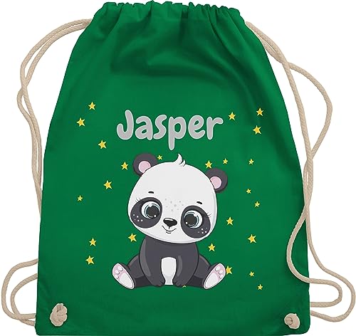 Turnbeutel Rucksack - Süßer Panda Pandabär Pandabären - Unisize - Grün - personalisierte kinder baumwolle bär name personalisierter von Geschenk mit Namen personalisiert by Shirtracer