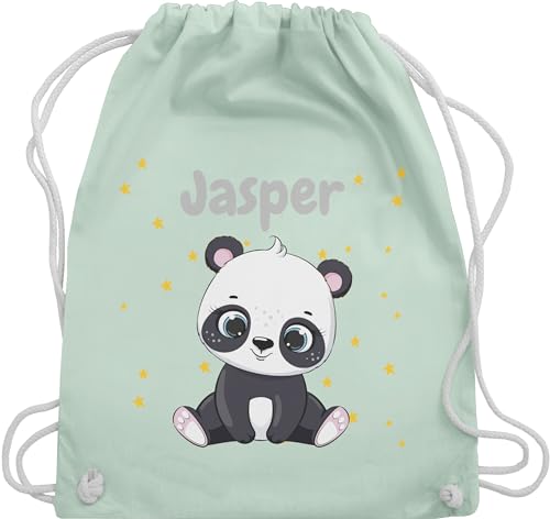 Turnbeutel Rucksack - Süßer Panda Pandabär Pandabären - Unisize - Pastell Grün - kinder pandabären￼ name sportbeutel bär kindergarten beutel personalisierte sporttasche personalisierter von Geschenk mit Namen personalisiert by Shirtracer