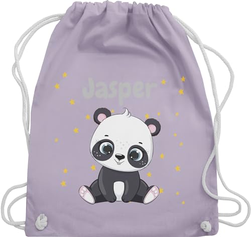 Turnbeutel Rucksack - Süßer Panda Pandabär Pandabären - Unisize - Pastell Lila - bär kinder baumwolle name personalisierte personalisierter von Geschenk mit Namen personalisiert by Shirtracer