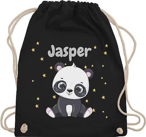 Turnbeutel Rucksack - Süßer Panda Pandabär Pandabären - Unisize - Schwarz - name kinder baumwolle bär personalisierte personalisierter von Geschenk mit Namen personalisiert by Shirtracer