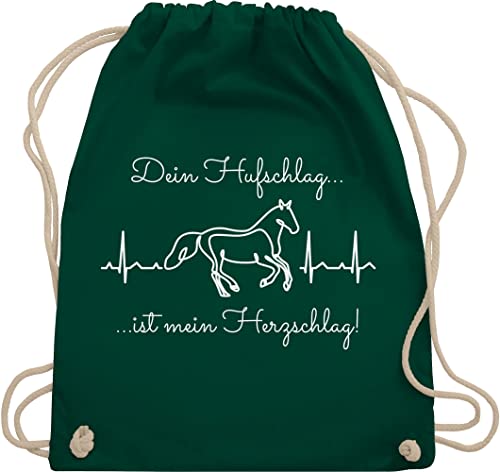 Turnbeutel Rucksack - Pferd - Dein Hufschlag ist mein Herzschlag Pferde - Unisize - Dunkelgrün - mädchen reiten stoffbeutel name kindergarten reitersachen beutel pferdeherz von Geschenk mit Namen personalisiert by Shirtracer