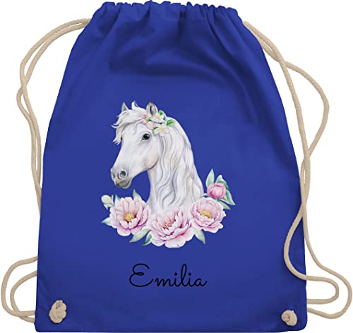 Turnbeutel Rucksack - Pferde - Pferdemotiv Pferdekopf Pferd Name - Unisize - Royalblau - reit sachen für mädchen pferdesport sporttasche kindergarten beutel pferdefans tasche sportbeutel von Geschenk mit Namen personalisiert by Shirtracer