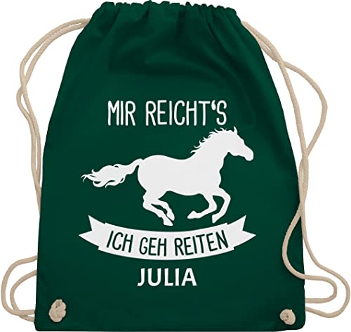 Turnbeutel Rucksack - Pferd Pferde - Mir reichts ich geh reiten - Unisize - Dunkelgrün - beutel für kindergarten pferdegeschenk gym bag kindergartenrucksack mädchen von Geschenk mit Namen personalisiert by Shirtracer