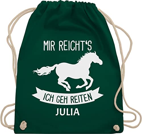 Turnbeutel Rucksack - Pferd Pferde - Mir reichts ich geh reiten - Unisize - Dunkelgrün - tasche zum reit sachen für mädchen pferden gehe beutel pferderucksäcke pferdemotiv wunschnamen von Geschenk mit Namen personalisiert by Shirtracer