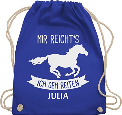 Turnbeutel Rucksack - Pferd Pferde - Mir reichts ich geh reiten - Unisize - Royalblau - personalisierte geschenke mädchen weihnachtsgeschenke pferdesport beutel kinder stoffbeutel name kindergarten von Geschenk mit Namen personalisiert by Shirtracer