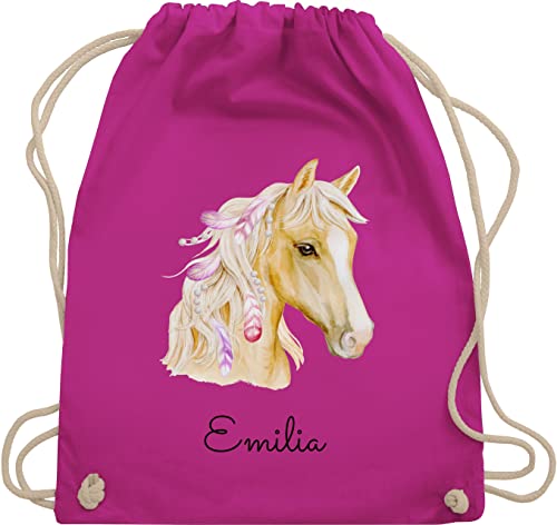 Turnbeutel Rucksack - Pferd Pferde - Pferdekopf - Unisize - Fuchsia - pferderucksäcke mädchen pferdeliebhaber reiten sportbeutel kindergarten pferderucksack pferdefan name sporttasche kita beutel von Geschenk mit Namen personalisiert by Shirtracer