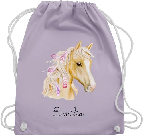 Turnbeutel Rucksack - Pferd Pferde - Pferdekopf - Unisize - Pastell Lila - mädchen reiten baumwolle beutel für kindergarten pferdeherz personalisierte pferdegeschenk zum von Geschenk mit Namen personalisiert by Shirtracer