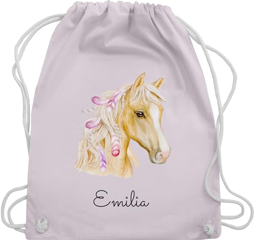 Turnbeutel Rucksack - Pferd Pferde - Pferdekopf - Unisize - Pastell Rosa - wechselsachen beutel kita reit sachen für mädchen pferden pferdemotiv sportbeutel stoffsackerl kindergarten von Geschenk mit Namen personalisiert by Shirtracer