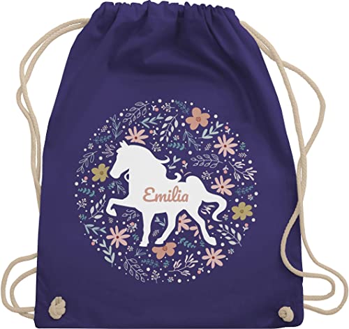 Turnbeutel Rucksack - Pferde - Pferd - Pferdemädchen - Unisize - Lila - beutel kinder reit sachen für mädchen pferden name juterucksäcke kindergarten pferderucksäcke pferdemotiv horse von Geschenk mit Namen personalisiert by Shirtracer