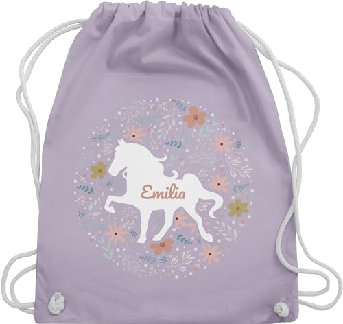 Turnbeutel Rucksack - Pferde - Pferd - Pferdemädchen - Unisize - Pastell Lila - sportbeutel mädchen kindergarten pferdegeschenk kita beutel wechselsachen für pferdeliebhaber tasche von Geschenk mit Namen personalisiert by Shirtracer