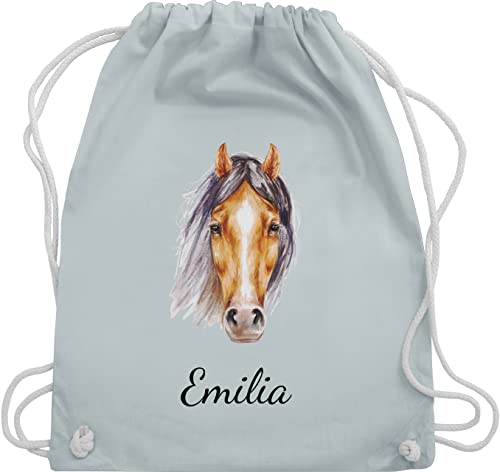 Turnbeutel Rucksack - Pferd - Pferde Geschenk I Pferdekopf Pferde Mädchen - Unisize - Pastell Blau - geschenke für reiterin turn tasche turntasche kindergarten reiter sachen baumwolle von Geschenk mit Namen personalisiert by Shirtracer