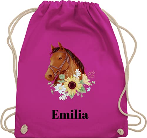 Turnbeutel Rucksack - Pferd - Pferde Mädchen Geschenk I Pferdekopf - Unisize - Fuchsia - kindergarten beutel pferdeliebhaber sporttasche tasche reitsport pferdefan stofftasche kindergartenrucksack von Geschenk mit Namen personalisiert by Shirtracer