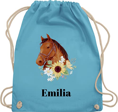 Turnbeutel Rucksack - Pferd - Pferde Mädchen Geschenk I Pferdekopf - Unisize - Hellblau - geschenke für reiterinnen beutel stoffbeutel kindergarten reit sachen tasche name von Geschenk mit Namen personalisiert by Shirtracer