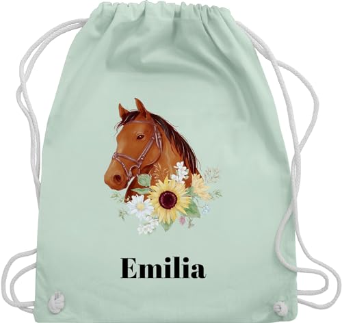 Turnbeutel Rucksack - Pferd - Pferde Mädchen Geschenk I Pferdekopf - Unisize - Pastell Grün - geschenke für reiterinnen selbst bedrucken turntasche sportbeutel kindergarten reitersachen von Geschenk mit Namen personalisiert by Shirtracer