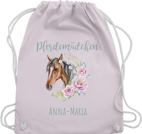 Turnbeutel Rucksack - Pferd Pferde - Pferdemädchen - Unisize - Pastell Rosa - pferdegeschenk für mädchen kindergarten pferdeliebhaber personalisierbar zum reiten reitsport und pferdemotiv reit von Geschenk mit Namen personalisiert by Shirtracer