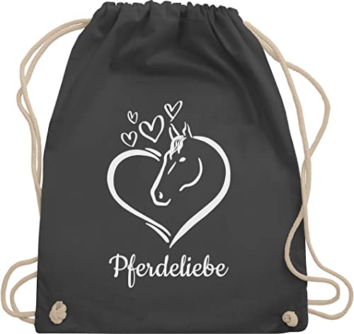 Turnbeutel Rucksack - Pferd Pferde - Pferdeportrait - mit Wunschtext - Unisize - Dunkelgrau - kita beutel wechselsachen mädchen coole sachen für pferdemädchen baumwolle sportbeutel reiter von Geschenk mit Namen personalisiert by Shirtracer