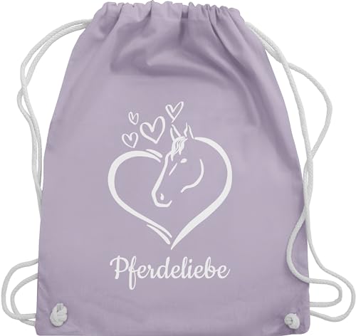 Turnbeutel Rucksack - Pferd Pferde - Pferdeportrait - mit Wunschtext - Unisize - Pastell Lila - mädchen sachen teenager reiten tasche für pferdeliebhaber personalisierter von Geschenk mit Namen personalisiert by Shirtracer