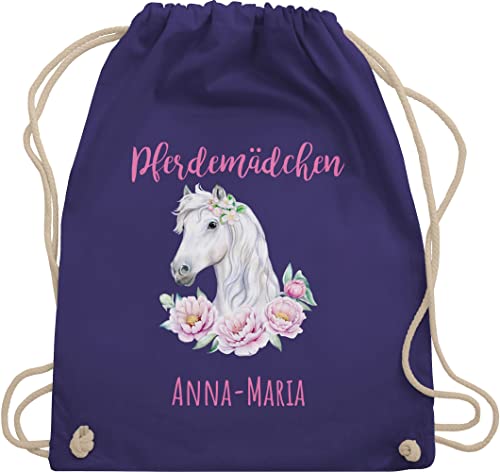 Turnbeutel Rucksack - Pferd Pferde - Pferdemädchen mit Name personalisiert I Geschenk Reiten Mädchen - Unisize - Lila - pferderucksäcke pferden und beutel pferderucksack pferdemotiv stoffbeutel von Geschenk mit Namen personalisiert by Shirtracer