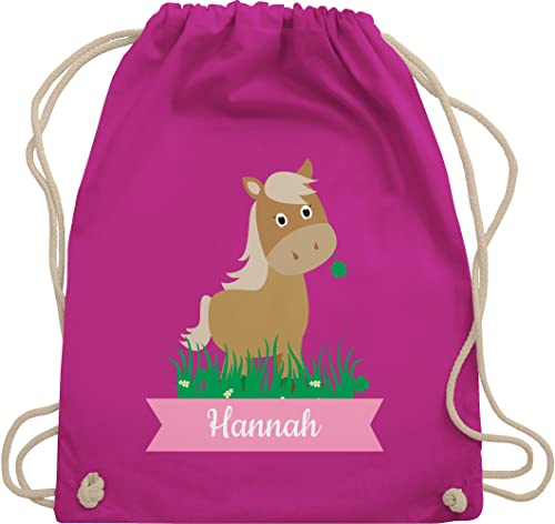 Turnbeutel Rucksack - Pferde - Süßes Pferd mit Name - Unisize - Fuchsia - sporttasche kindergarten pferderucksack mädchen pferdemotiv taschen kita beutel reit sachen turnsackerl tasche reitsport von Geschenk mit Namen personalisiert by Shirtracer