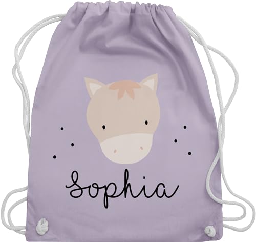 Turnbeutel Rucksack - Süßes Pferdemotiv Pferd Pferde - Unisize - Pastell Lila - kindergarten mädchen pferderucksäcke pferden beutel pferderucksack pferdeliebhaber stoffbeutel tasche reitsport von Geschenk mit Namen personalisiert by Shirtracer