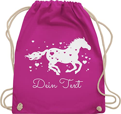 Turnbeutel Rucksack - Pferde - Pferd Dein Name Wunschtext Text - Unisize - Fuchsia - pferderucksäcke mädchen pferdefan baumwolle beutel stoffbeutel kindergarten geschenke für reiterinnen von Geschenk mit Namen personalisiert by Shirtracer