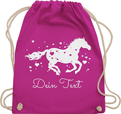 Turnbeutel Rucksack - Pferde - Pferd Dein Name Wunschtext Text - Unisize - Fuchsia - für pferdeliebhaber pferderucksäcke pferden voltigier beutel personalisiertes pferderucksack pferdemotiv von Geschenk mit Namen personalisiert by Shirtracer