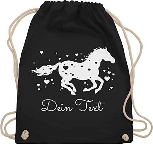 Turnbeutel Rucksack - Pferde - Pferd Dein Name Wunschtext Text - Unisize - Schwarz - für pferdeliebhaber pferderucksäcke pferden voltigier beutel personalisiertes pferderucksack pferdemotiv von Geschenk mit Namen personalisiert by Shirtracer