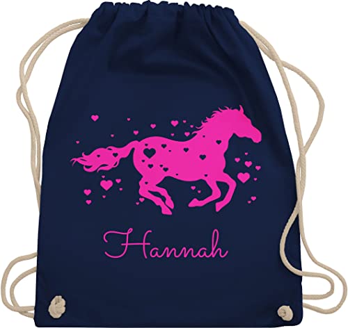 Turnbeutel Rucksack - Pferd - Pferde Geschenk Mädchen - Unisize - Navy Blau - pferdesport beutel kinder kindergarten sportbeutel wunschtext pferdemotiv turnsäckchen sporttasche schule von Geschenk mit Namen personalisiert by Shirtracer