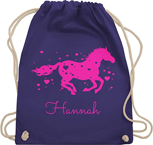 Turnbeutel Rucksack - Pferd - Pferde Geschenk Mädchen - Unisize - Lila - personalisierter sachen für reiter kindergarten pferdezubehör beutel geschenke turnsackerl und kinder personalisierte von Geschenk mit Namen personalisiert by Shirtracer