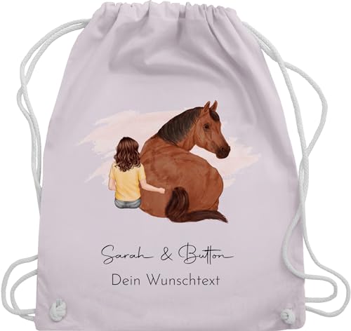 Turnbeutel Rucksack - Pferd - Pferdemädchen Namen - Pferde Mädchen Geschenk - Unisize - Pastell Rosa - personalisierte geschenke für reiterinnen selbst bedrucken kordel reit sachen reitersachen von Geschenk mit Namen personalisiert by Shirtracer