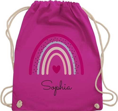 Geschenk mit Namen personalisiert by Shirtracer Turnbeutel Rucksack - Regenbogen Regenbögen - Unisize - Fuchsia - name rainbow beutel stoff stoffbeutel von Geschenk mit Namen personalisiert by Shirtracer