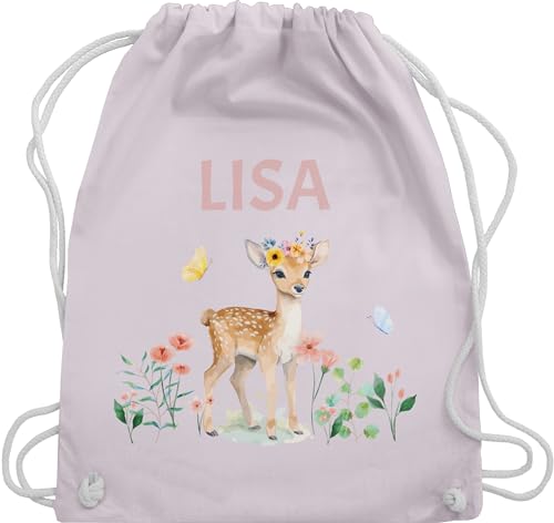 Turnbeutel Rucksack - Reh Rehkitz Rehe Rehgeweih - Unisize - Pastell Rosa - stofftasche kindergarten wechselsachenbeutel kita kinder kindergartenkind beutel jungen personalisierte mädchen kind von Geschenk mit Namen personalisiert by Shirtracer