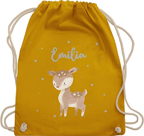 Turnbeutel Rucksack - Süßes Reh - Unisize - Senfgelb - beutel kinder kinderturnbeutel kindergarten kita tasche bag turnsackerl name stofftasche schule sporttasche mädchen kindergartentasche von Geschenk mit Namen personalisiert by Shirtracer