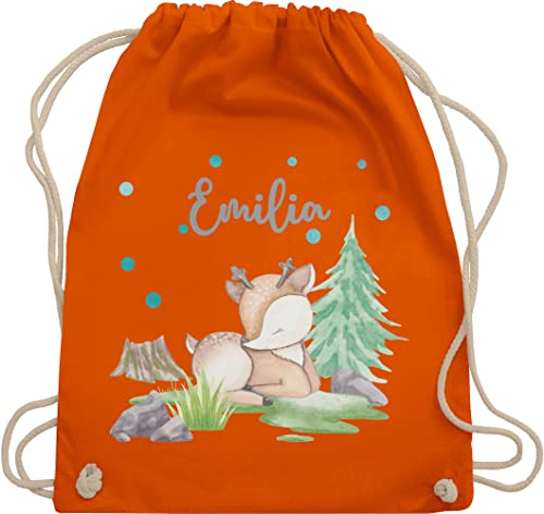 Turnbeutel Rucksack - Waldtier Reh Rehlein - Unisize - Orange - waldtiere tiere kinderturnbeutel kindergarten beutel wechselbeutel kita rehe turnsackerl personalisierter stoffbeutel kinder name von Geschenk mit Namen personalisiert by Shirtracer