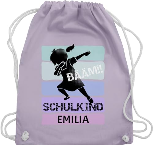 Turnbeutel Rucksack - Schulanfang Einschulung - BÄÄM!! Schulkind Mädchen - Unisize - Pastell Lila - personalisierte geschenke schulanfänger für einschulungsgeschenk junge schulanfangsgeschenke von Geschenk mit Namen personalisiert by Shirtracer