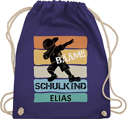 Turnbeutel Rucksack - Schulanfang Einschulung - BÄÄM Schulkind - Unisize - Lila - sport beutel junge geschenke für jungen erste klasse gymbag erster schultag einschul tasche maedchen von Geschenk mit Namen personalisiert by Shirtracer