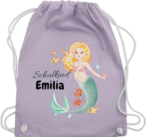 Turnbeutel Rucksack - Schulanfang Einschulung - Meerjungfrau Schulkind - Unisize - Pastell Lila - geschenke für mädchen erstes schuljahr jungen schuleinführungsgeschenk junge einschulung. von Geschenk mit Namen personalisiert by Shirtracer