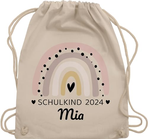 Turnbeutel Rucksack - Schulanfang Einschulung - Regenbogen Schulkind 2024 - Unisize - Naturweiß - ich werde tasche personalisierte beutel zur personalisierter sportbeutel schule 1. klasse turnsack von Geschenk mit Namen personalisiert by Shirtracer