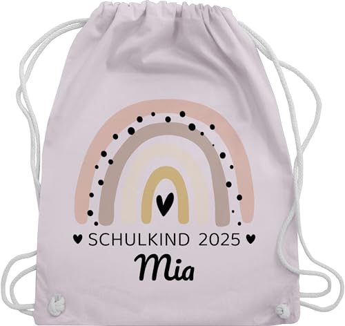 Turnbeutel Rucksack - Schulanfang Einschulung - Regenbogen Schulkind 2025 - Unisize - Pastell Rosa - sportbeutel mädchen schule schul beutel schulanfänger 2024 stoffbeutel von Geschenk mit Namen personalisiert by Shirtracer