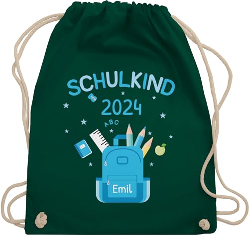 Turnbeutel Rucksack - Schulanfang Einschulung - Schulkind 2024 - Unisize - Dunkelgrün - einschulungsgeschenke junge schule personalisierte jungen geschenke für schulanfänger maedchen von Geschenk mit Namen personalisiert by Shirtracer