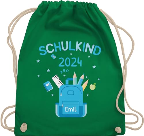 Turnbeutel Rucksack - Schulanfang Einschulung - Schulkind 2024 - Unisize - Grün - personalisierte tasche für 1. schultag geschenke zur jungen 1 klasse mädchen erste schuljahr erster von Geschenk mit Namen personalisiert by Shirtracer