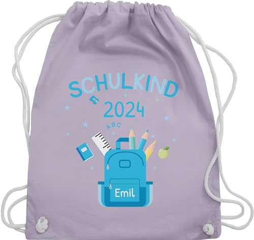 Turnbeutel Rucksack - Schulanfang Einschulung - Schulkind 2024 - Unisize - Pastell Lila - mädchen einschulung. geschenke für schulanfangsgeschenke personalisierte jungen schuleingangs junge von Geschenk mit Namen personalisiert by Shirtracer