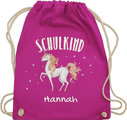 Turnbeutel Rucksack - Schulanfang Einschulung - Schulkind Einhorn - Unisize - Fuchsia - sportbeutel schule 1.schultag schul beutel schuleingang junge erstklässler personalisierte tasche für von Geschenk mit Namen personalisiert by Shirtracer