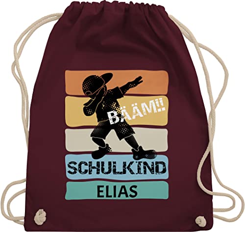 Turnbeutel Rucksack - Schulanfang Einschulung - BÄÄM Schulkind - Unisize - Bordeauxrot - personalisierte geschenke schulanfänger stoffrucksack junge einschulungsgeschenk beutel kinder jungen von Geschenk mit Namen personalisiert by Shirtracer