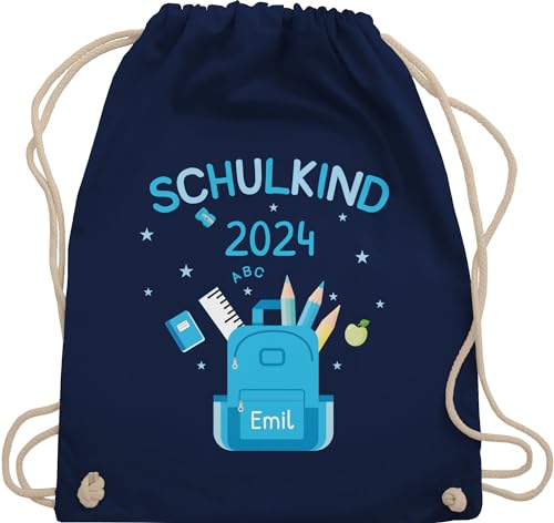 Turnbeutel Rucksack - Schulanfang Einschulung - Schulkind 2024 - Unisize - Navy Blau - 1.schultag sport tasche beutel schuleingang turnbeutel. name erstklässler baumwolle junge taschen einschulubg von Geschenk mit Namen personalisiert by Shirtracer