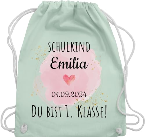 Turnbeutel Rucksack - Schulanfang Einschulung - Schulkind - Du bist erste Klasse - Unisize - Pastell Grün - geschenke zur für jungen schulstarter 1. erster schultag schulbeginn ich werde bald von Geschenk mit Namen personalisiert by Shirtracer